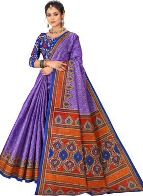 karishma sarees Checkered Handloom Pure Cotton Saree(Purple)