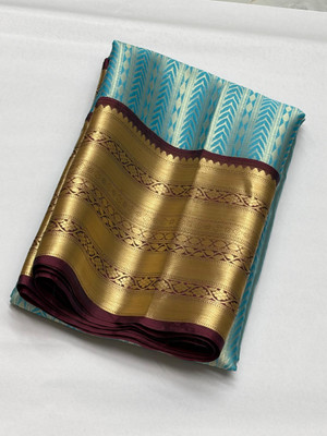 Haniya creation Woven Banarasi Art Silk Saree(Blue)