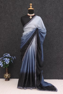 FabFinds Dyed Bollywood Cotton Silk Saree(Grey)