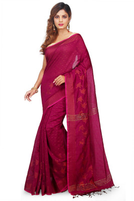 Divastri Printed Taant Pure Cotton Saree(Pink)