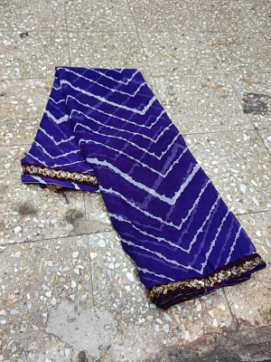 nabil Printed Leheria Georgette Saree(Blue)