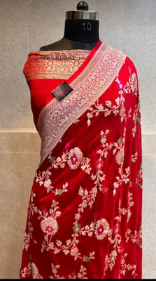 MT textiles Woven Banarasi Georgette Saree(Red)