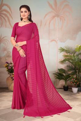 Aadimam Creation Self Design Bollywood Chiffon Saree(Purple)