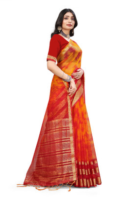 Aarunika SST Printed Bollywood Organza Saree(Gold)