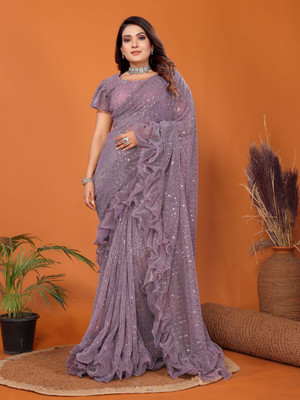 VIJAYAVALLABH Self Design Bollywood Net Saree(Multicolor)