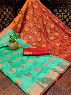 SaaraFashion Striped Gadwal Cotton Silk Saree(Multicolor)