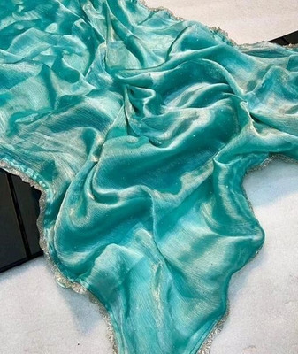 zili Self Design Bollywood Silk Blend Saree(Light Blue)