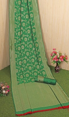 laxmi creation Printed Kanjivaram Jacquard Saree(Green)