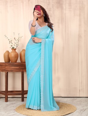 PMD Fashion Self Design Bollywood Georgette Saree(Blue)