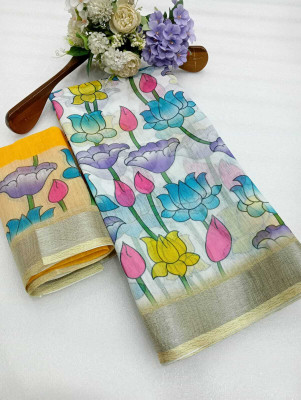 Gajal Self Design Bollywood Linen Saree(Multicolor)
