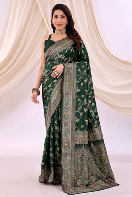 Saadhvi Woven Kanjivaram Art Silk Saree(Green)