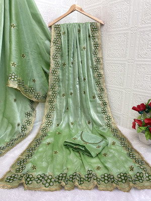 KHRITI FAB Embroidered Bollywood Jimmy choo Saree(Light Green)