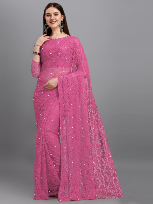 CSB Self Design Bollywood Net Saree(Pink)