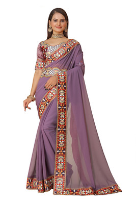 Shilpa Fashion Self Design Bollywood Georgette Saree(Magenta)