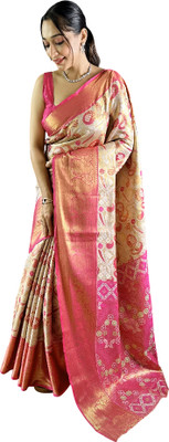 GATISHVAM TEXTILE Printed Banarasi Art Silk Saree(Multicolor)
