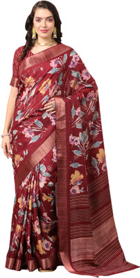 Divastri Printed Madurai Silk Blend Saree(Maroon)