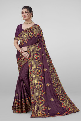 NETRA BOUTIQUE Solid/Plain Bollywood Silk Blend, Art Silk Saree(Maroon)