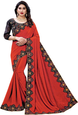 Rangleelacreation Embroidered Bollywood Art Silk Saree(Red)