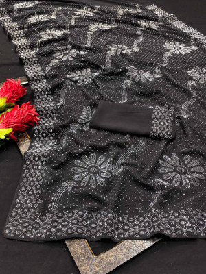 Avi Store Embellished Bollywood Georgette Saree(Grey)