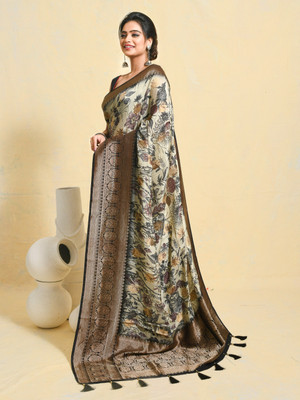 Rupeshwari Self Design Bollywood Pure Silk Saree(Cream)
