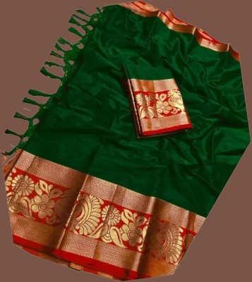SHARIRI Woven Dharmavaram Cotton Silk Saree(Green)