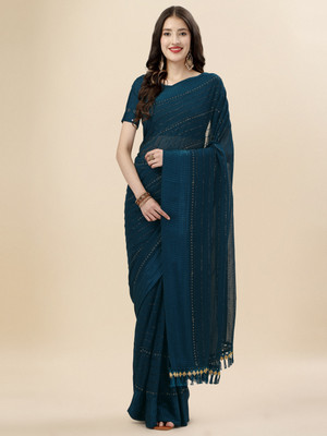 RekhaManiyar Embellished Bollywood Georgette Saree(Light Blue)