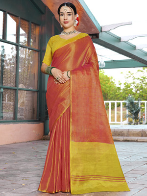 ANOUK Woven Mysore Tissue Saree(Orange)