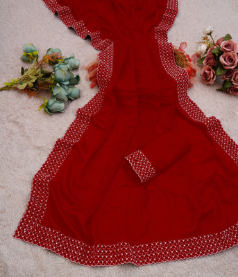 Queenhive Self Design Bollywood Georgette Saree(Dark Green)