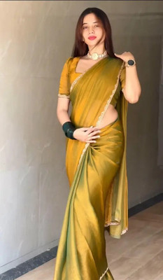 ALVINSAREE Solid/Plain Daily Wear Chiffon Saree(Yellow)