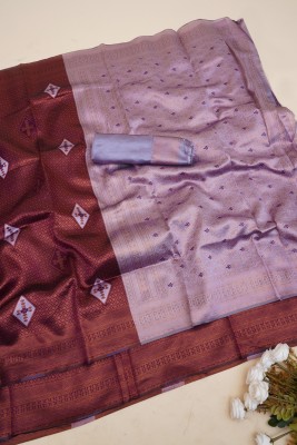 LADIESORA FASHION Self Design Banarasi Jacquard, Pure Silk Saree(Purple)