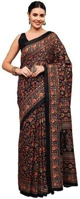 Spireelectro Geometric Print Bhagalpuri Lycra Blend Saree(Black)