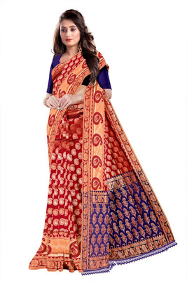 nirmal creation Woven Banarasi Silk Blend Saree(Multicolor)