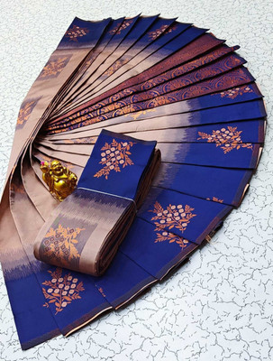 Soor Panchi Woven Kanjivaram Pure Silk Saree(Light Blue)