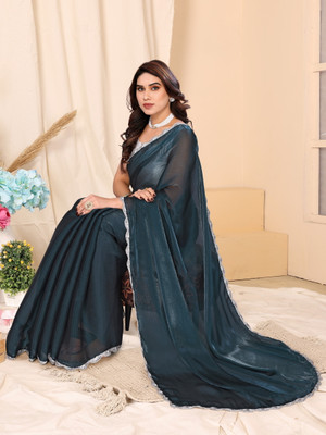 FABMORA Embellished Bollywood Chiffon Saree(Green)