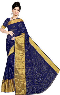 nirmal creation Self Design Dharmavaram Art Silk Saree(Blue)