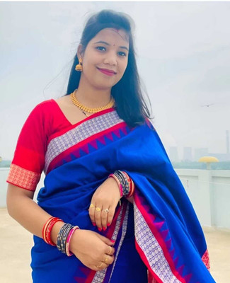 Anabiya collection Solid/Plain, Temple Border Sambalpuri Pure Silk Saree(Green)