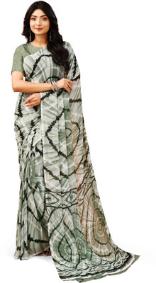 Leelavati Printed Bollywood Chiffon Saree(Grey)
