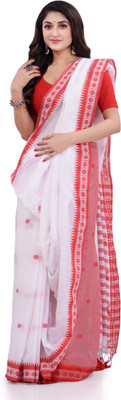 sareegarden Self Design Handloom Cotton Blend Saree(Red, Grey)