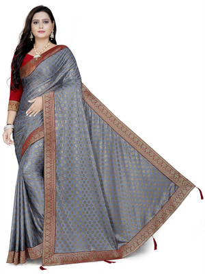 AKFABRICS Printed Bollywood Lycra Blend Saree(Grey)
