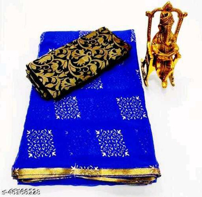 Vrise Life Style Embellished Daily Wear Chiffon Saree(Blue)