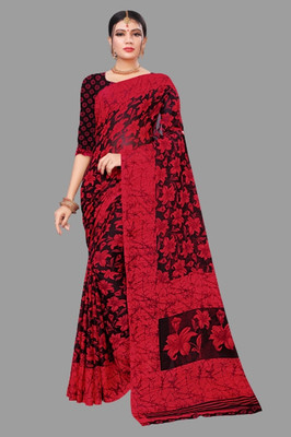 Vimalnath Synthetics Printed Mysore Georgette Saree(Red)