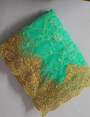 PRIVYSTORE Embroidered Banarasi Net Saree(Light Green)