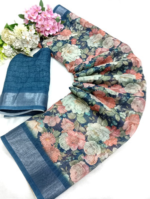 Mervadiya Self Design Bollywood Linen, Cotton Linen Saree(Pack of 2, Multicolor)