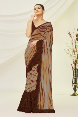 SM TRENDZ Printed Daily Wear Georgette, Chiffon Saree(Brown)