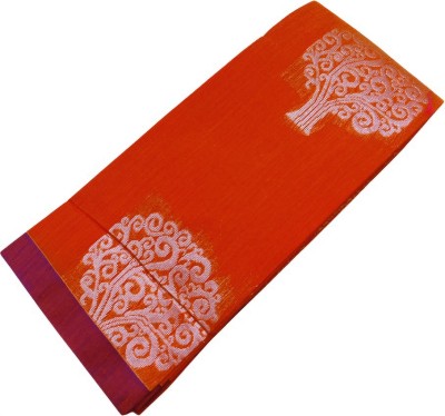 Uniqon Creations Embellished Kota Doria Cotton Silk Saree(Orange)