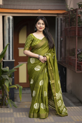 Stylezone Printed Bollywood Crepe Saree(Green)