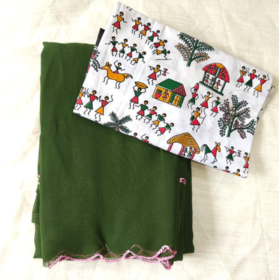 VivaElle Printed Bollywood Georgette Saree(Green)