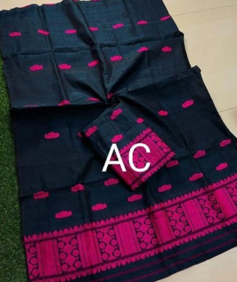 rosecloud Woven Mekhela Chador Cotton Blend Saree(Black)