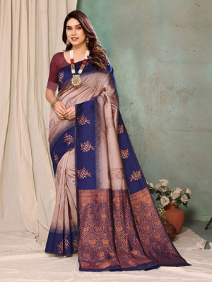 Soor Panchi Woven Banarasi Pure Silk Saree(Cream)