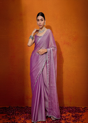 Divastri Embellished Bollywood Organza Saree(Purple)